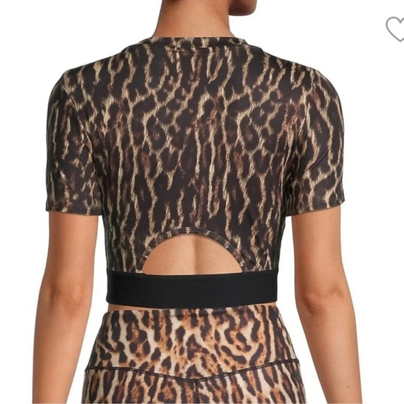 PAM & GELA Move Fast Cropped Leopard Workout Top Cutout NWT - Picture 2 of 5